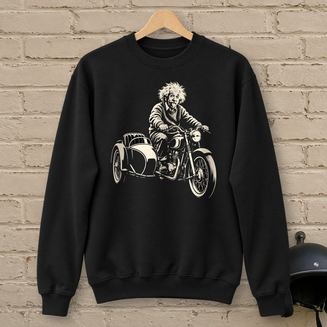 Albert Einstein Sidecar Crewneck Sweatshirt - Black - brick