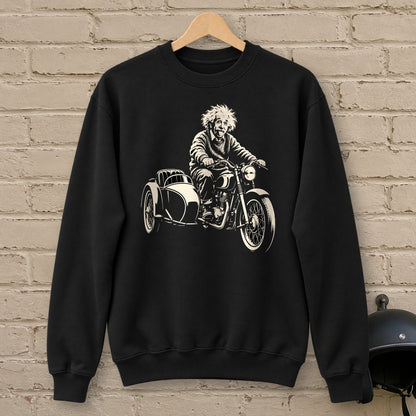 Albert Einstein Sidecar Crewneck Sweatshirt - Black - brick