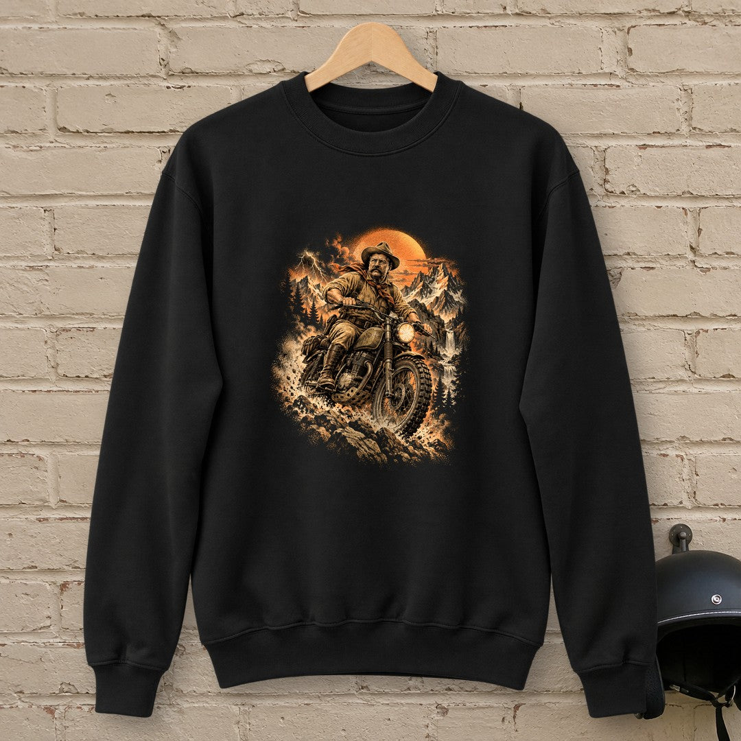 Theodore Roosevelt Mountain Trail Crewneck Sweatshirt - Black - brick