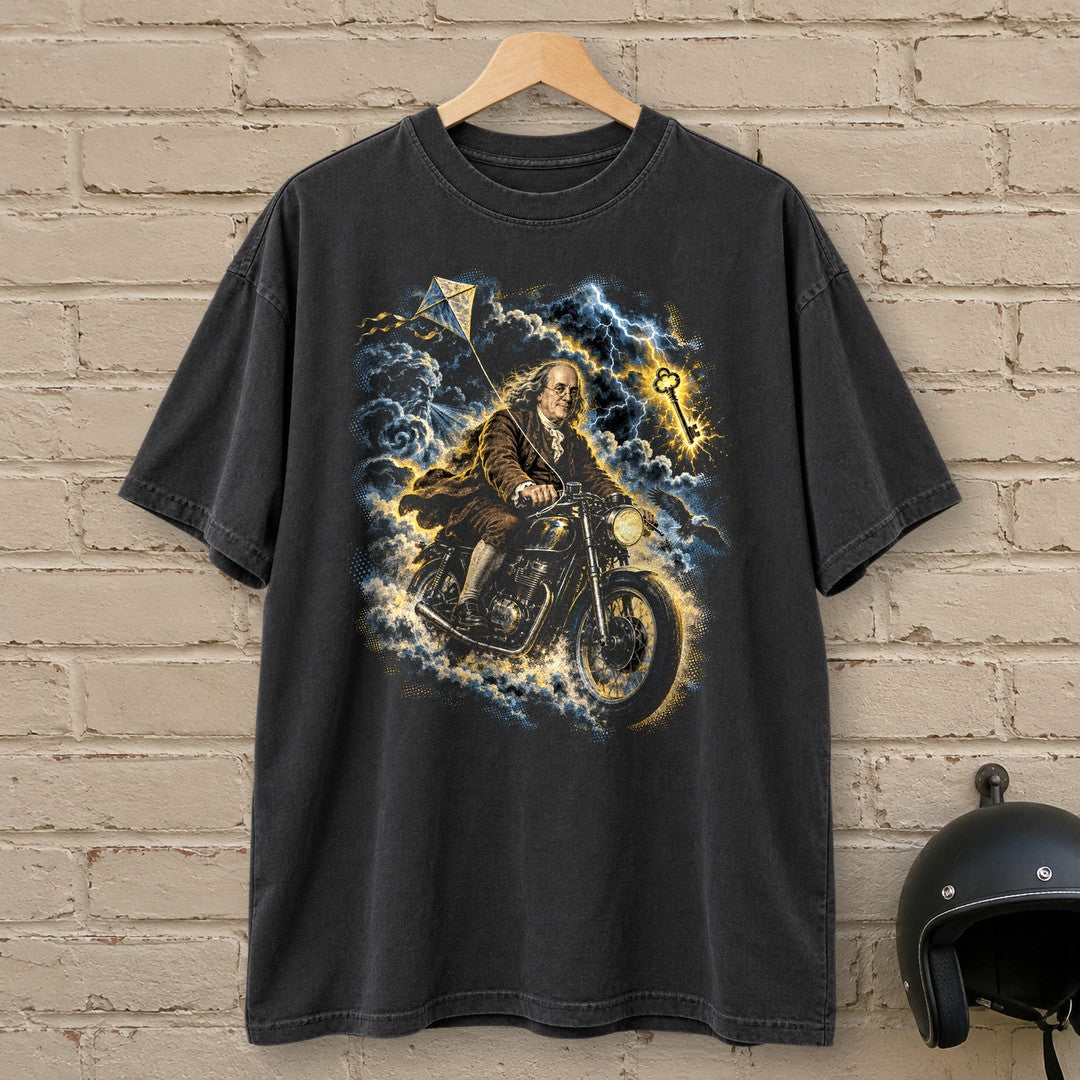 Benjamin Franklin Storm Rider Premium T-Shirt - Black - brick