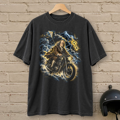 Benjamin Franklin Storm Rider Premium T-Shirt - Black - brick