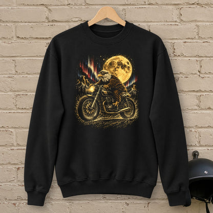Moonlight Eagle Rider Crewneck Sweatshirt - Black - brick