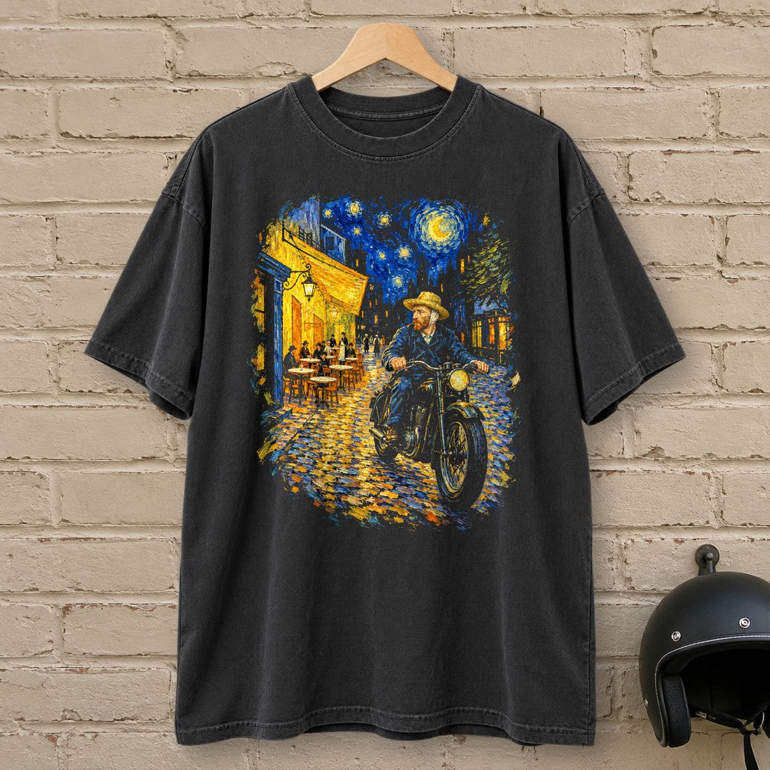 Vincent van Gogh Night Cafe Premium T-Shirt - Black - brick