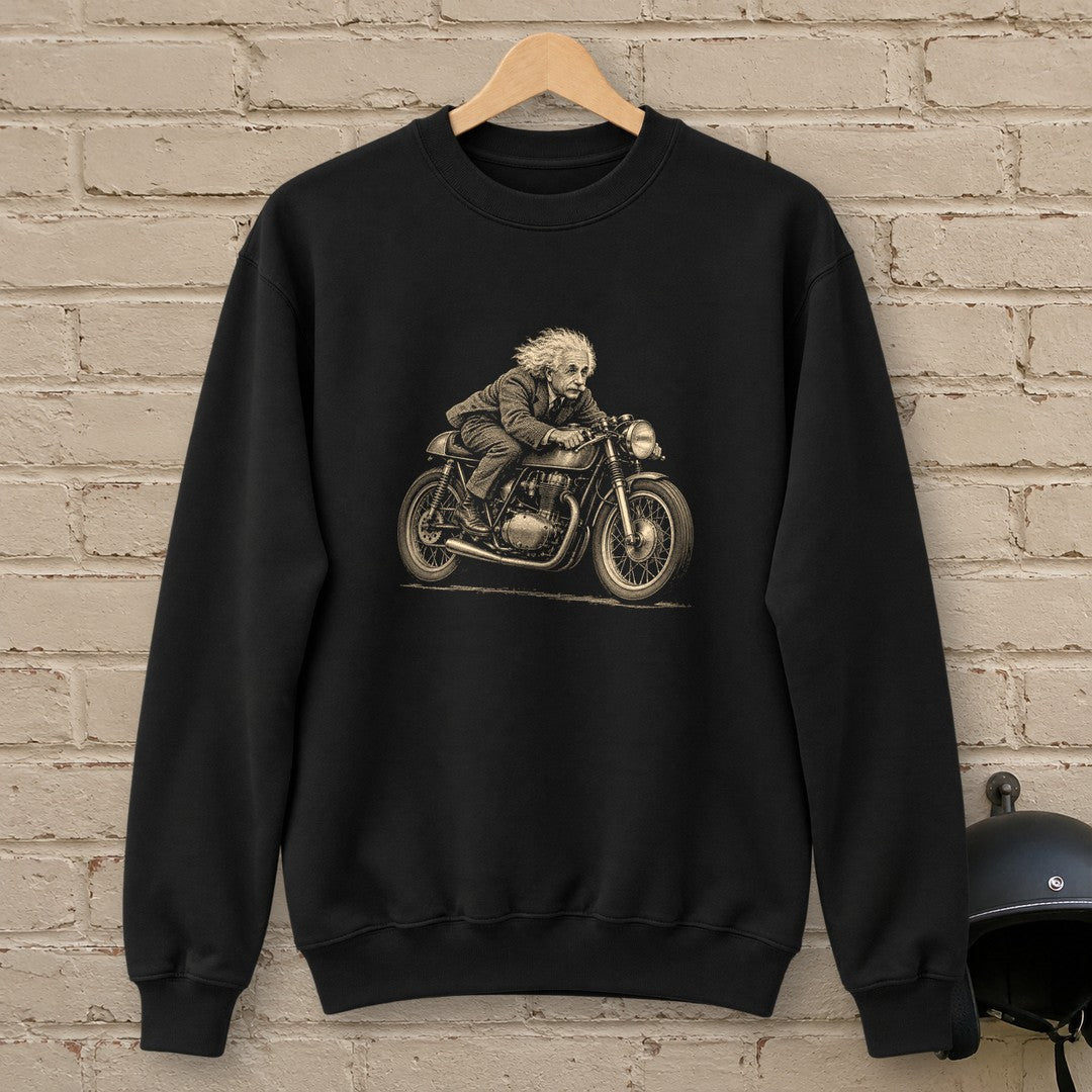 Albert Einstein Cafe Racer Crewneck Sweatshirt - Black - brick