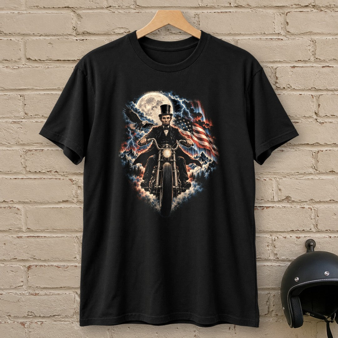 Abraham Lincoln Moonlight Ride T-Shirt - Black - brick
