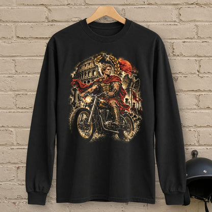 Julius Caesar Rides Rome Long Sleeve T-Shirt - Black - brick