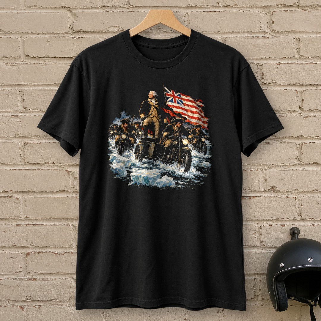George Washington Crosses Ice T-Shirt - Black - brick
