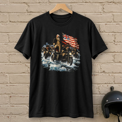 George Washington Crosses Ice T-Shirt - Black - brick