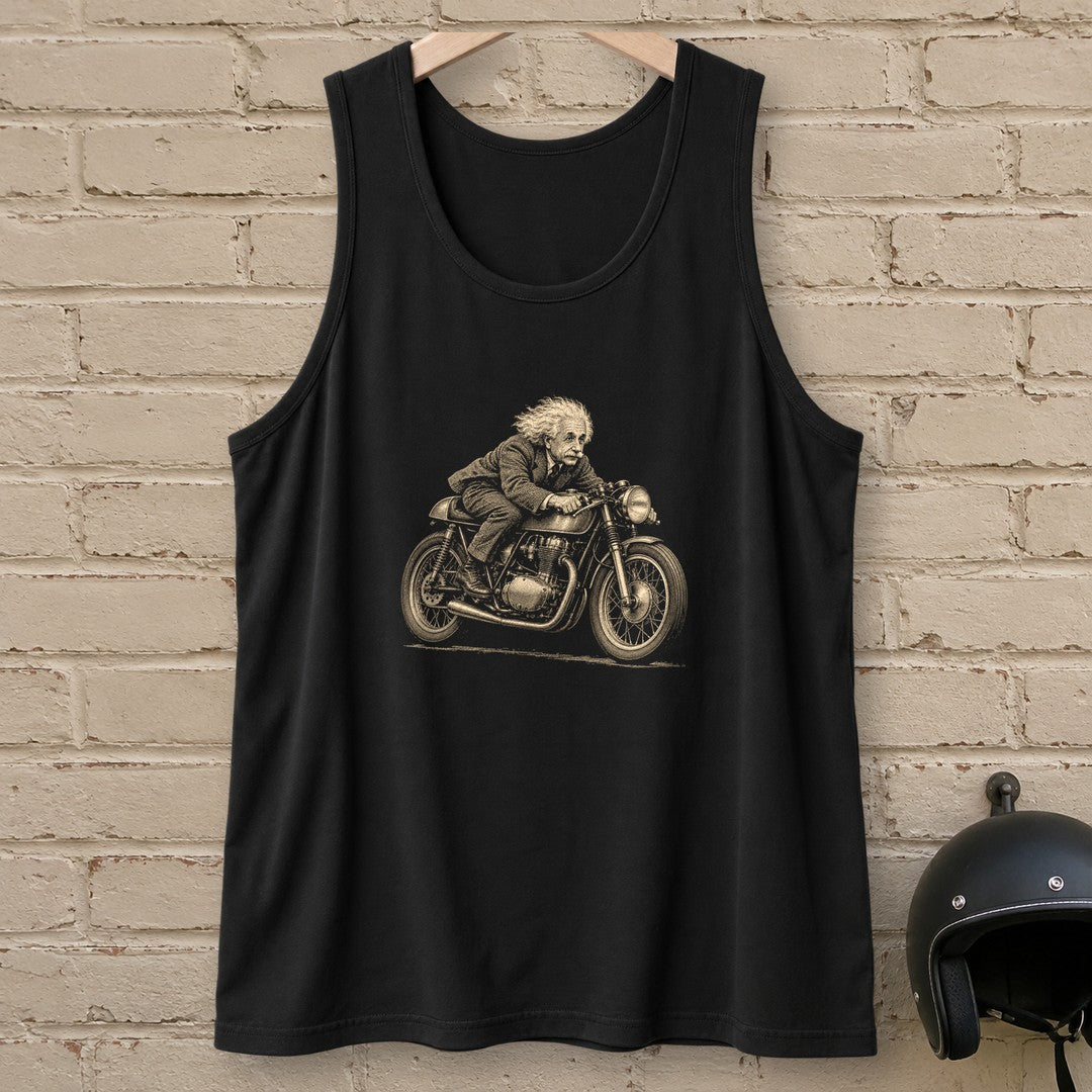 Albert Einstein Cafe Racer Tank Top - Black - brick