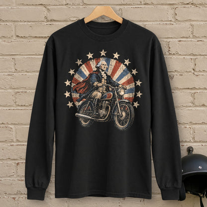 George Washington Starburst Ride Long Sleeve T-Shirt - Black - brick