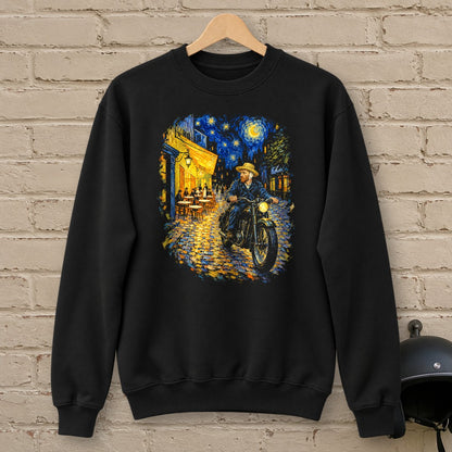 Vincent van Gogh Night Cafe Crewneck Sweatshirt - Black - brick