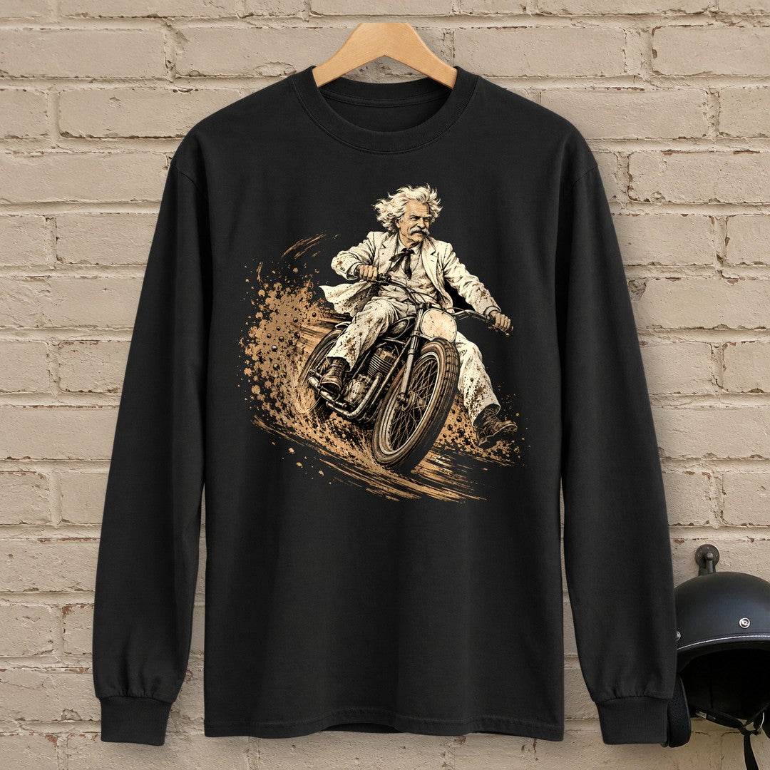 Mark Twain Dirt Track Long Sleeve T-Shirt - Black - brick