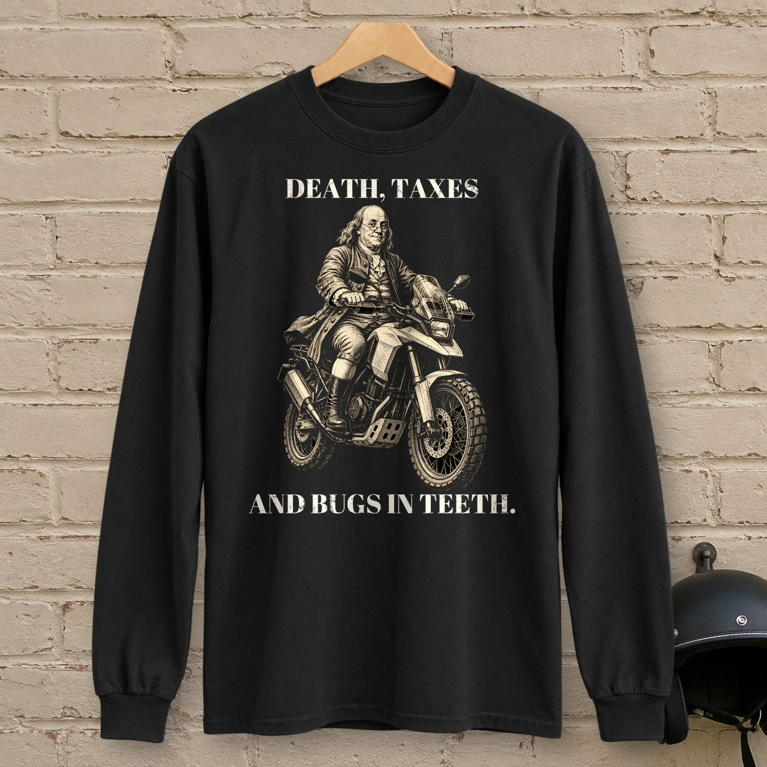 Benjamin Franklin Bugs in Teeth Long Sleeve T-Shirt - Black - brick