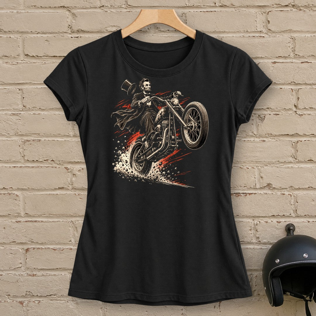 Abraham Lincoln Top Hat Wheelie Women's T-Shirt - Black - brick