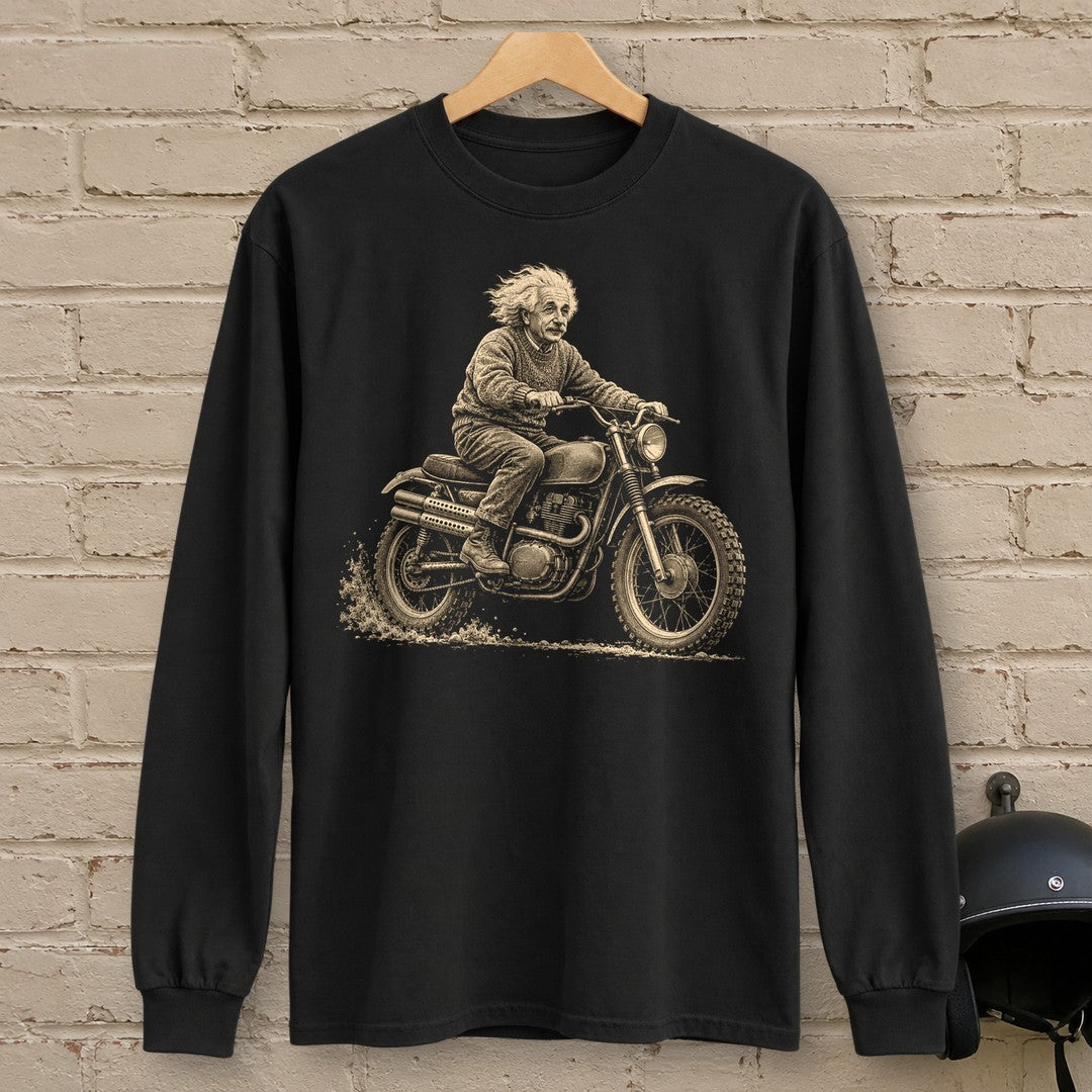 Albert Einstein Scrambler Long Sleeve T-Shirt - Black - brick