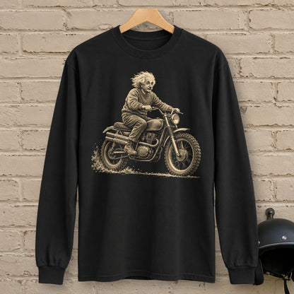 Albert Einstein Scrambler Long Sleeve T-Shirt - Black - brick