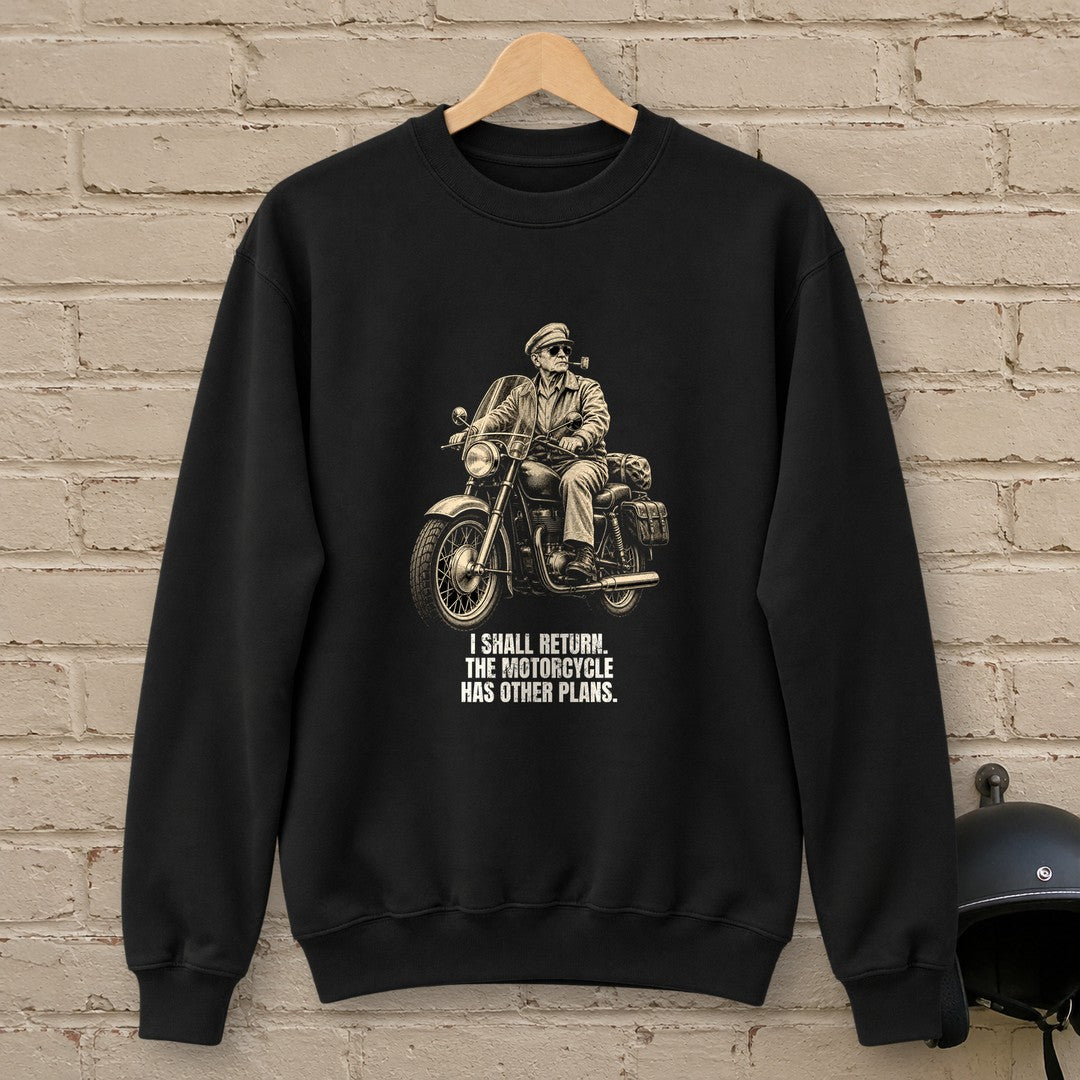 Douglas MacArthur Motorcycle Has Other Plans Crewneck Sweatshirt - Black - brick