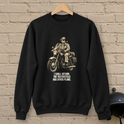 Douglas MacArthur Motorcycle Has Other Plans Crewneck Sweatshirt - Black - brick