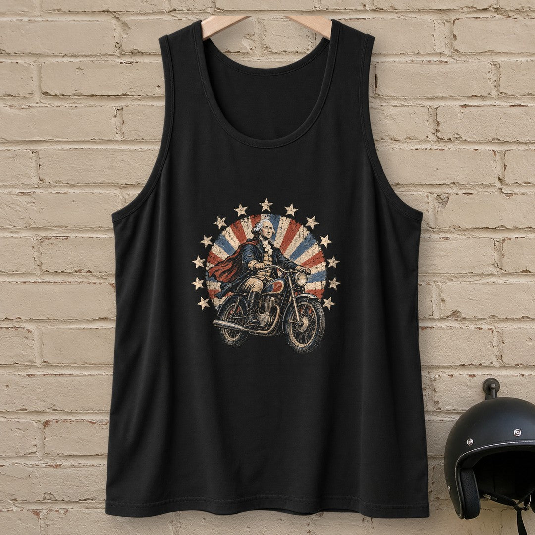 George Washington Starburst Ride Tank Top - Black - brick