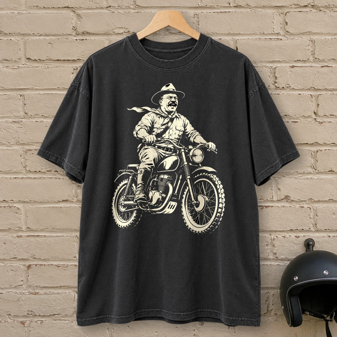 Theodore Roosevelt Laughing Scrambler Premium T-Shirt - Black - brick