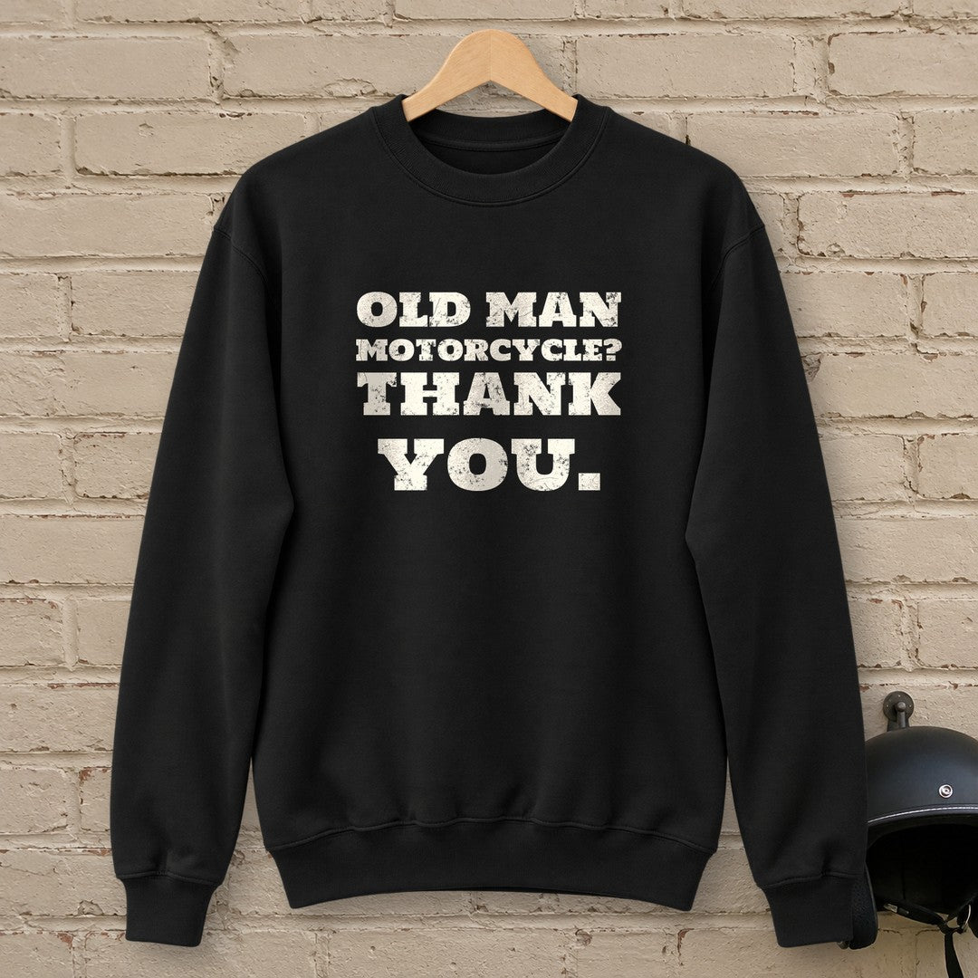 Old Man Motorcycle Crewneck Sweatshirt - Black - brick