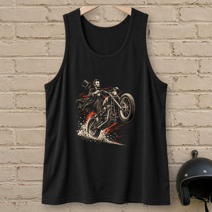 Abraham Lincoln Top Hat Wheelie Tank Top - Black - brick
