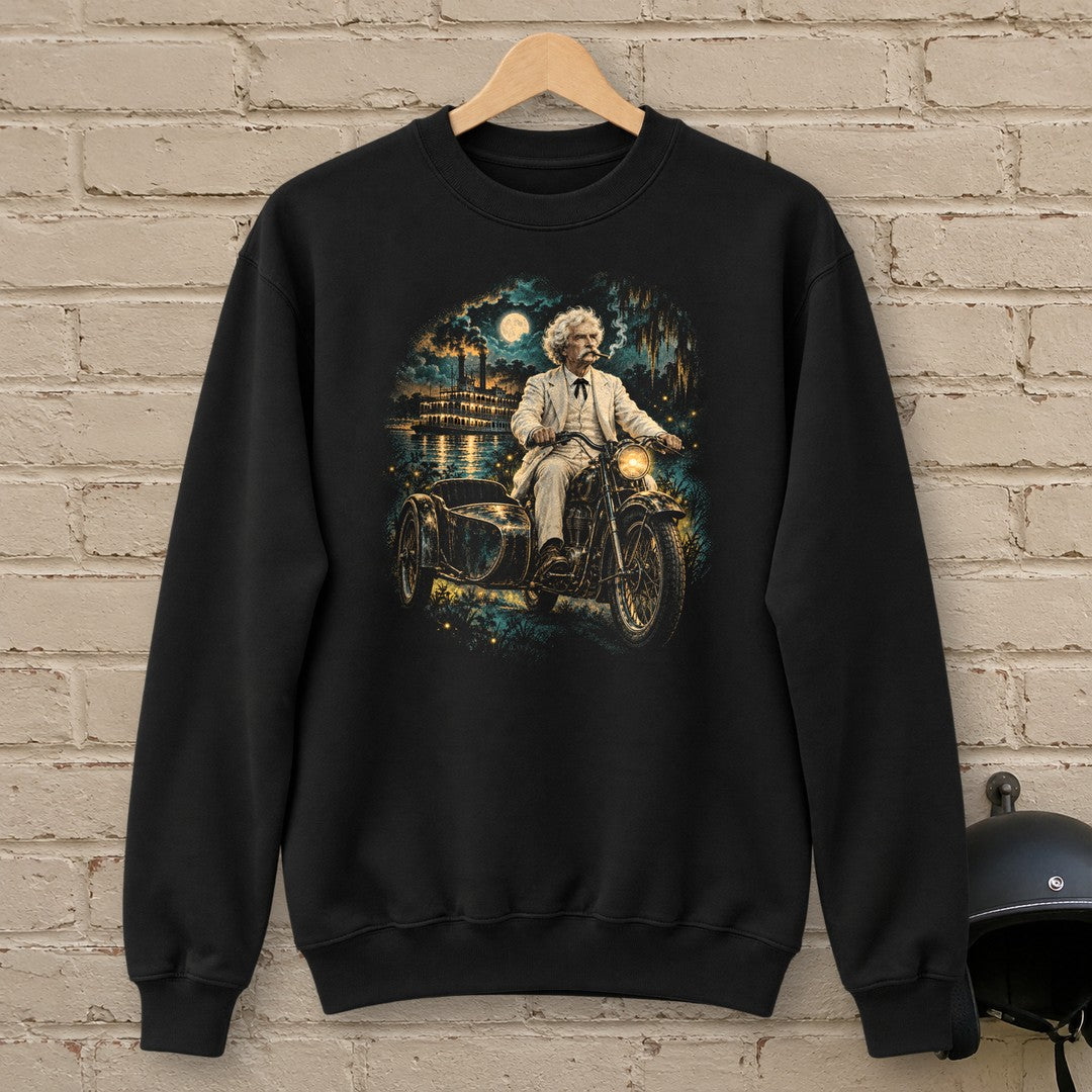Mark Twain Sidecar Evening Crewneck Sweatshirt - Black - brick