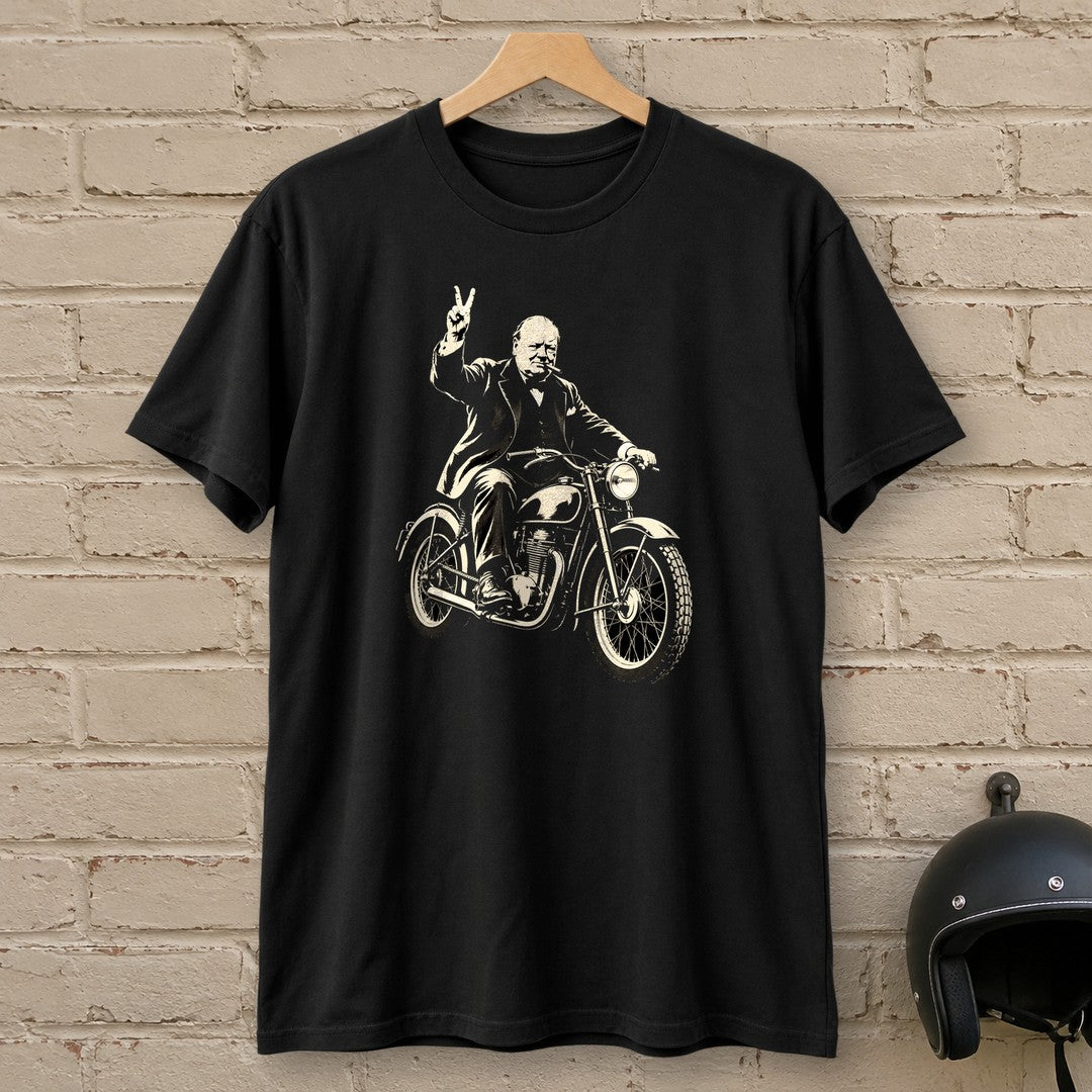 Winston Churchill Victory Ride T-Shirt - Black - brick
