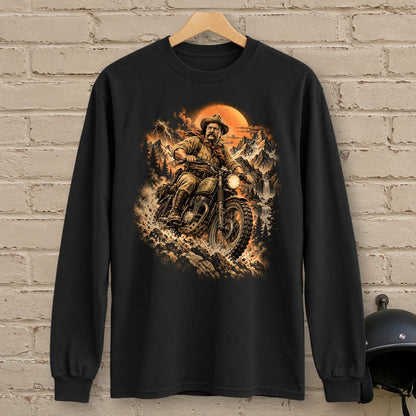 Theodore Roosevelt Mountain Trail Long Sleeve T-Shirt - Black - brick