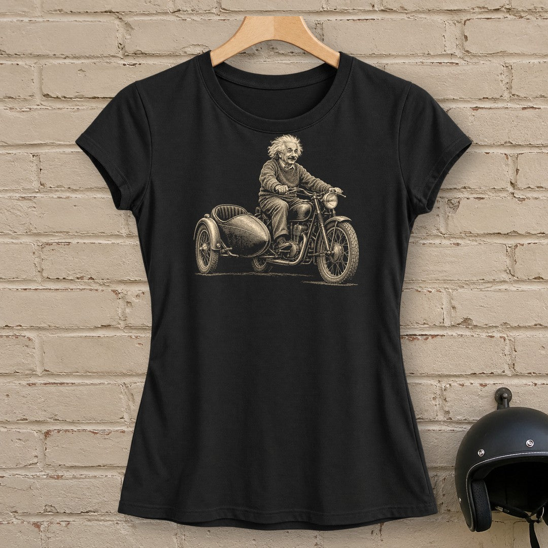 Albert Einstein Relatively Fast Sidecar Women's T-Shirt - Black - brick