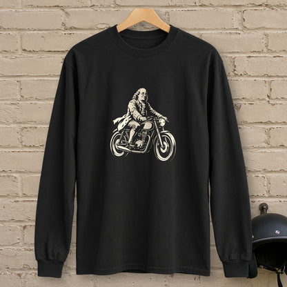 Benjamin Franklin Cafe Racer Long Sleeve T-Shirt - Black - brick