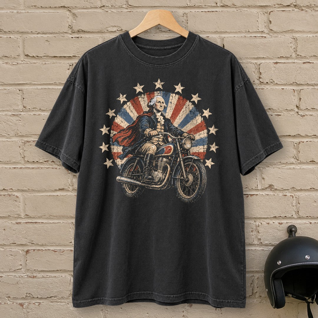 George Washington Starburst Ride Premium T-Shirt - Black - brick