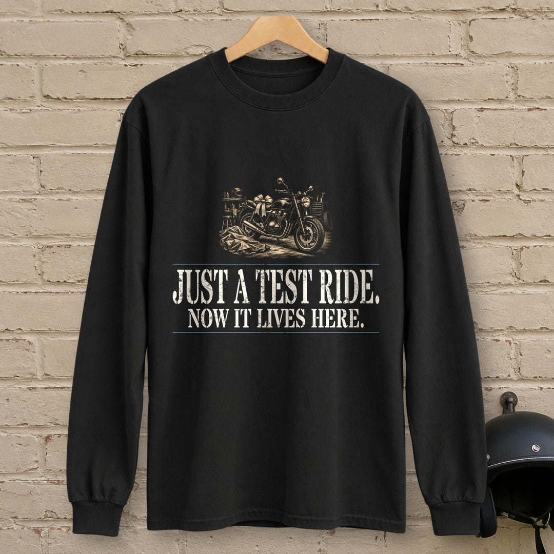 Just A Test Ride Long Sleeve T-Shirt - Black - brick