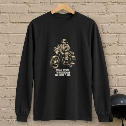 Douglas MacArthur Motorcycle Has Other Plans Long Sleeve T-Shirt - Black - brick