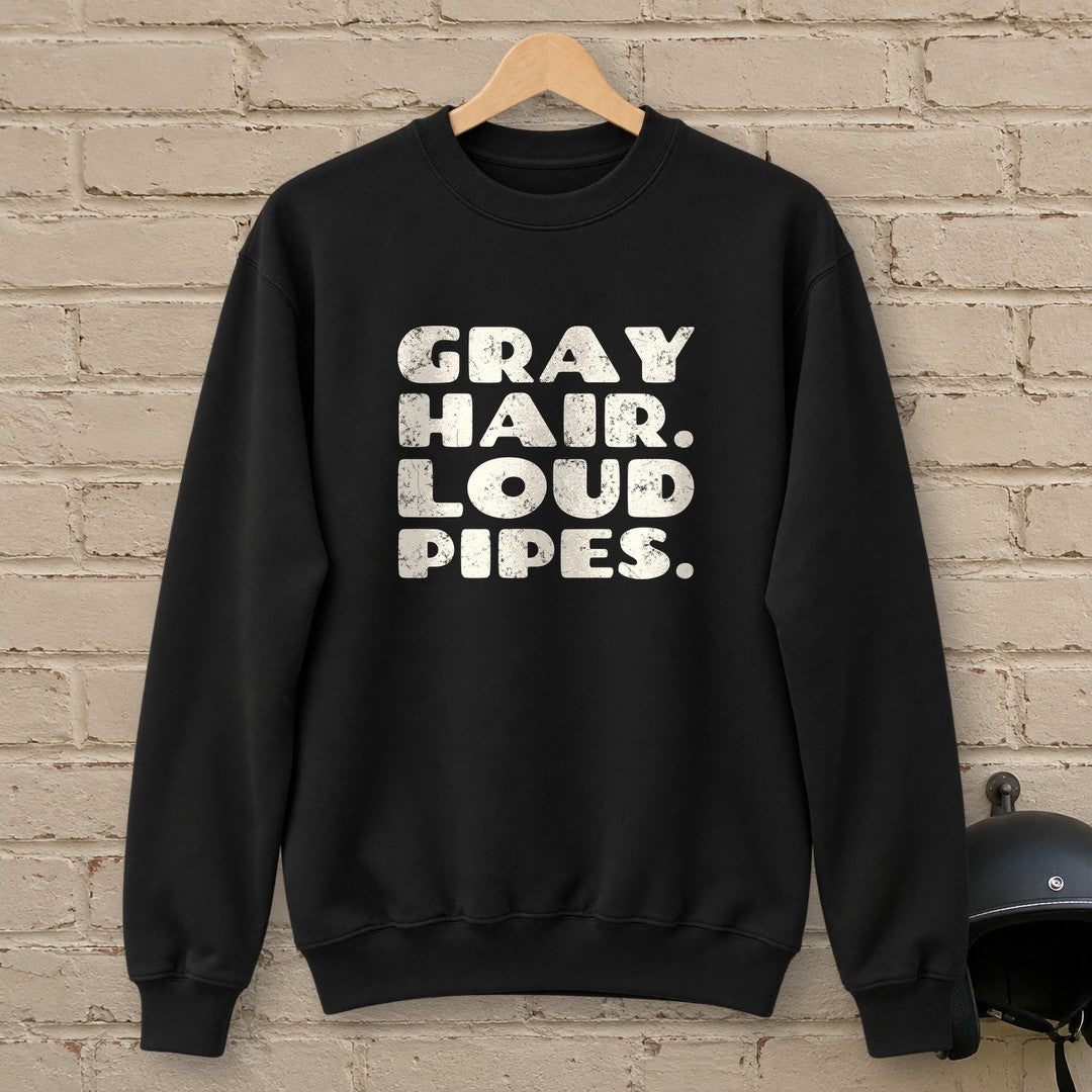 Gray Hair Loud Pipes Crewneck Sweatshirt - Black - brick