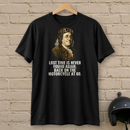 Benjamin Franklin Back On At 60 T-Shirt - Black - brick