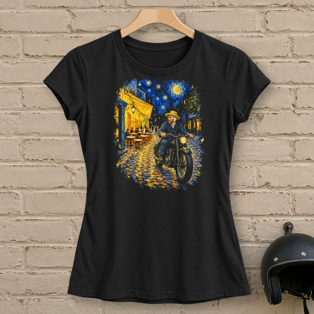 Vincent van Gogh Night Cafe Women's T-Shirt - Black - brick