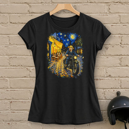 Vincent van Gogh Night Cafe Women's T-Shirt - Black - brick