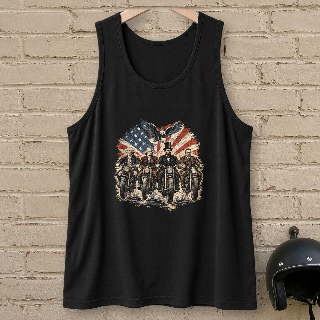 G. Washington, T. Jefferson, A. Lincoln & T. Roosevelt Ride Tank Top - Black - brick
