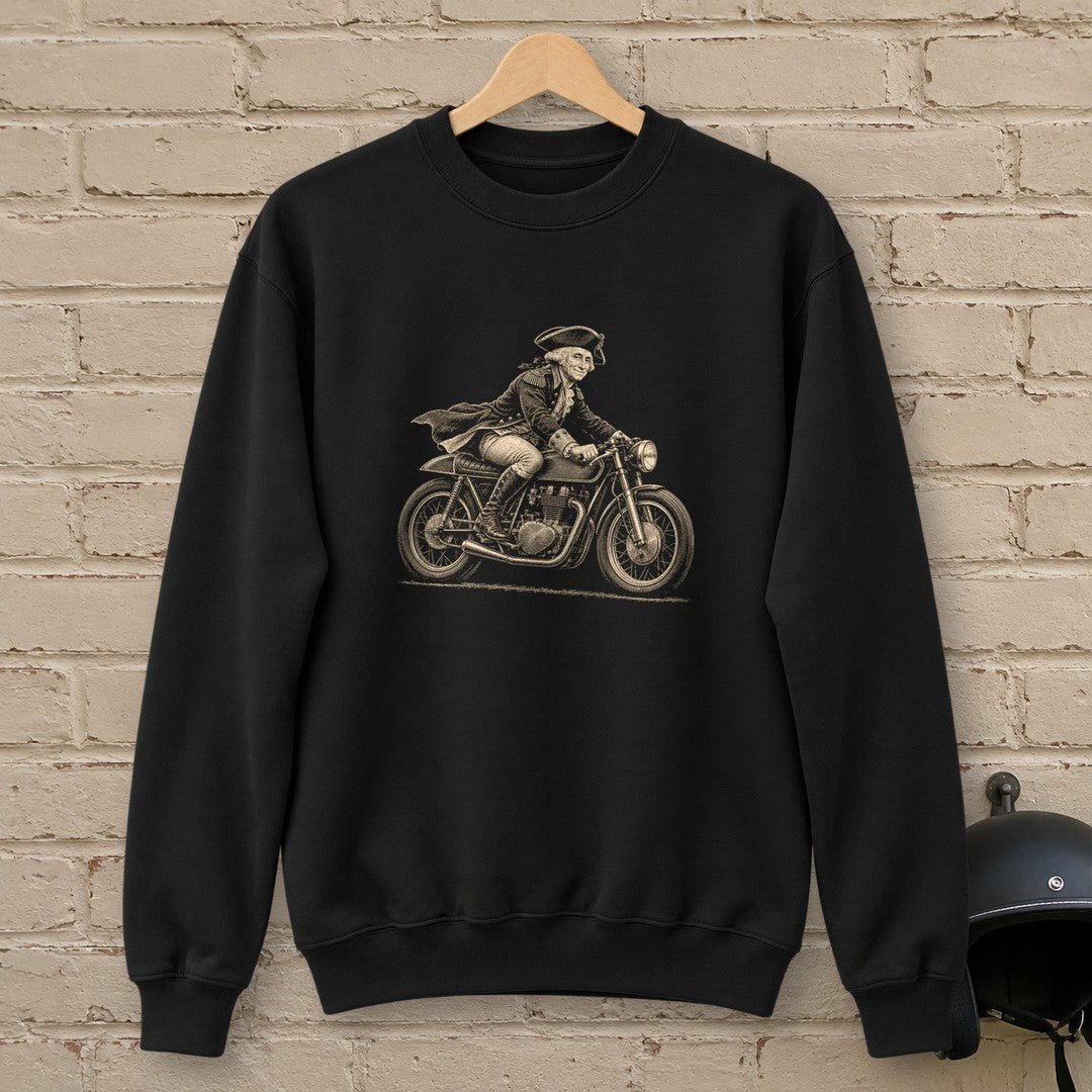 George Washington Cafe Racer Crewneck Sweatshirt - Black - brick