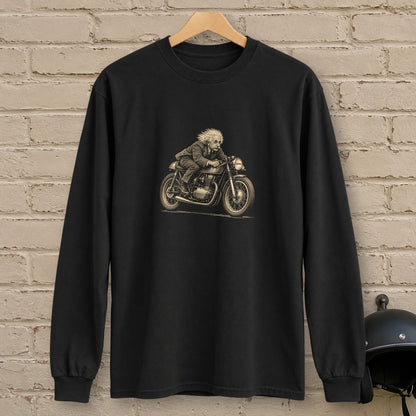 Albert Einstein Cafe Racer Long Sleeve T-Shirt - Black - brick
