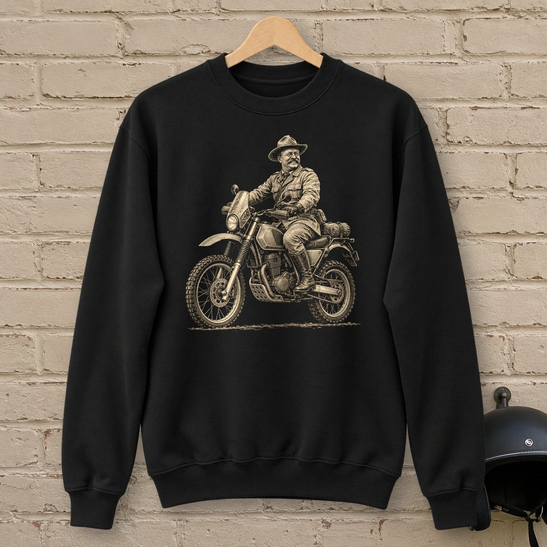 Theodore Roosevelt Rough Rider Crewneck Sweatshirt - Black - brick