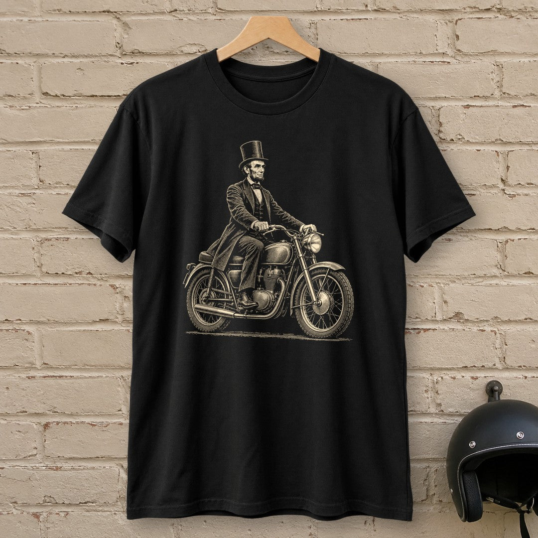 Abraham Lincoln Honest Ride T-Shirt - Black - brick