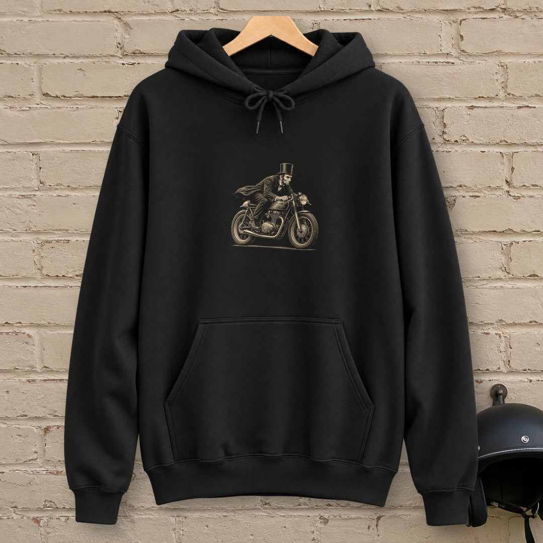 Abraham Lincoln Cafe Racer Hoodie - Black - brick