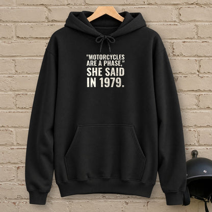 Motorcycles Are A Phase Hoodie - Black - brick