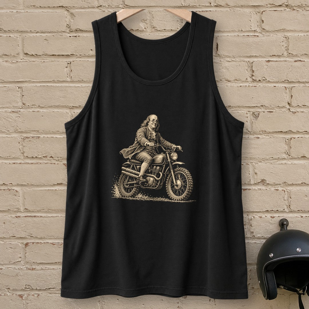 Benjamin Franklin on the Dirt Tank Top - Black - brick