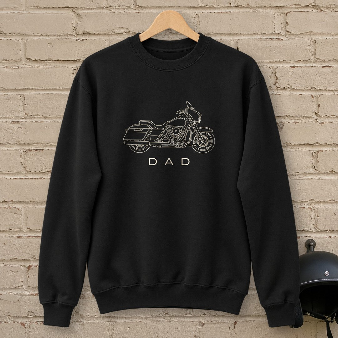 Biker Dad Crewneck Sweatshirt - Black - brick