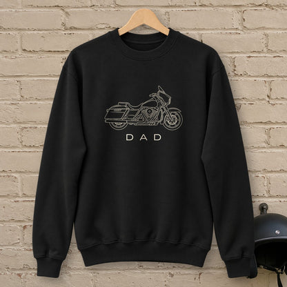 Biker Dad Crewneck Sweatshirt - Black - brick