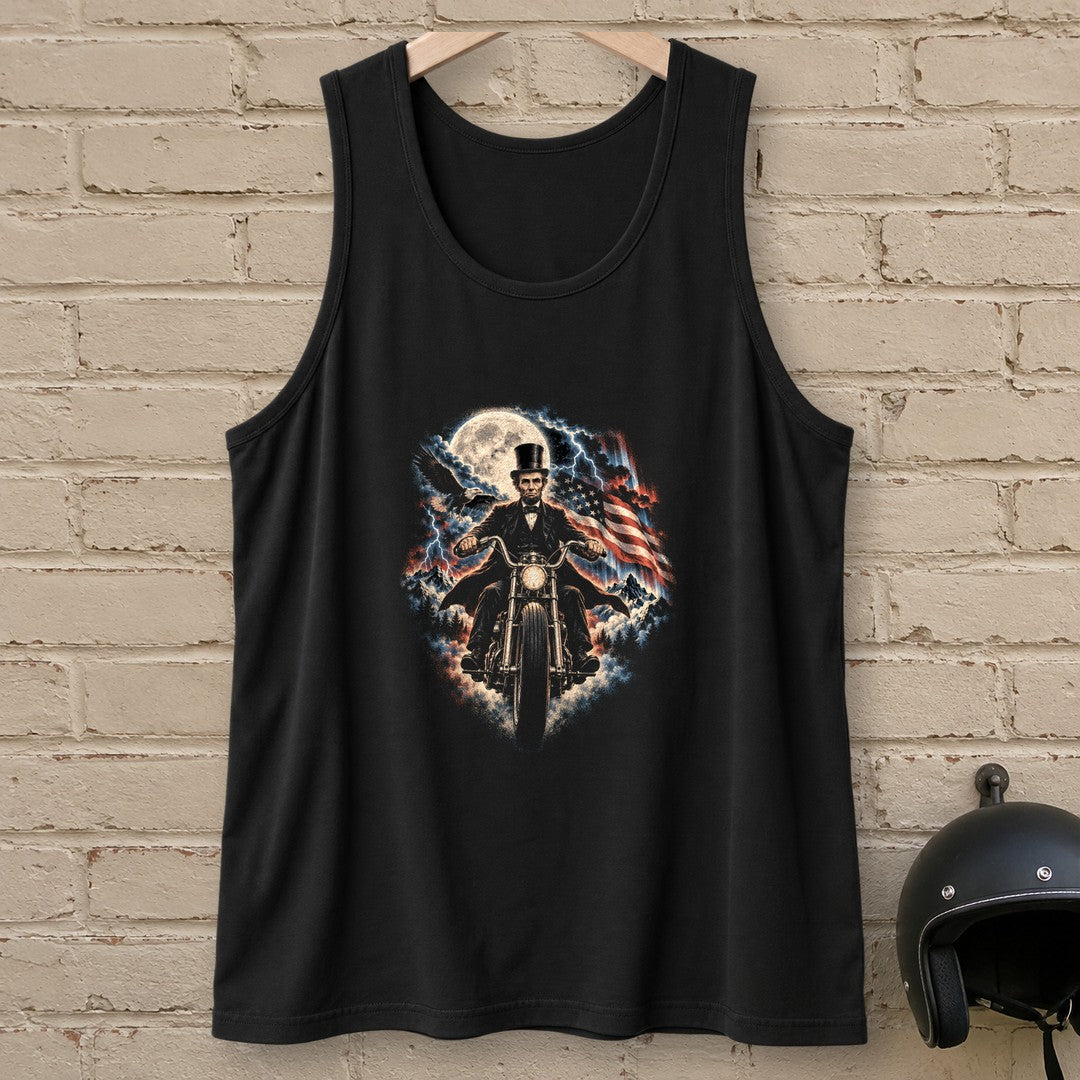 Abraham Lincoln Moonlight Ride Tank Top - Black - brick