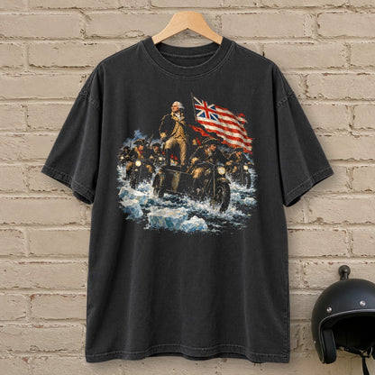George Washington Crosses Ice Premium T-Shirt - Black - brick